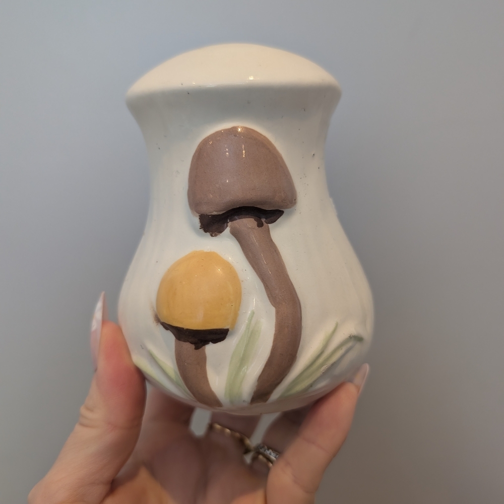 Handmade Ceramic Mushroom Vase in Cream and Brown